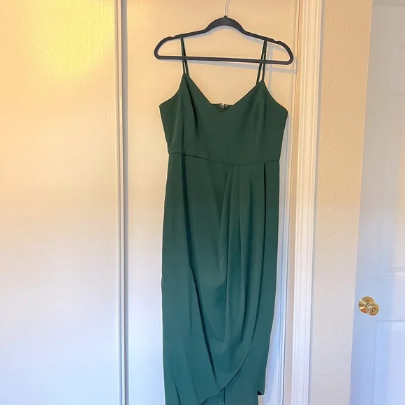 slim fit dress slacks Dark Green Velvet Prom Dress with 3D Floral Spaghetti Strap 22266 Green / US2 main image 1